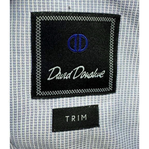David Donahue Men's Blue/White Trim Fit Button Up Shirt - Size S (15.5 - 34/35) - Picture 3 of 5